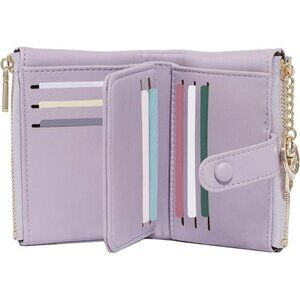 Small Lavender Wallet RFID Blocking Vegan Leather 13 Card Holder Zipper Pouch